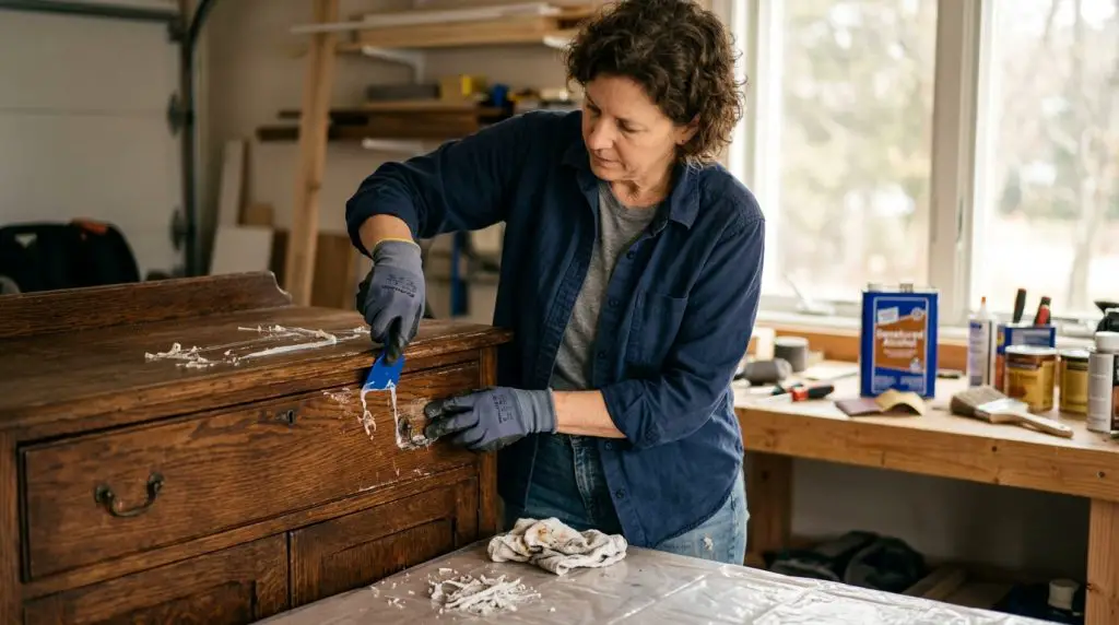 dry silicone off wood furniture