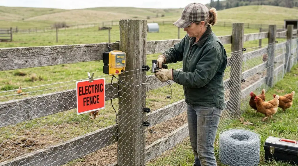 electrifying chicken wire fence