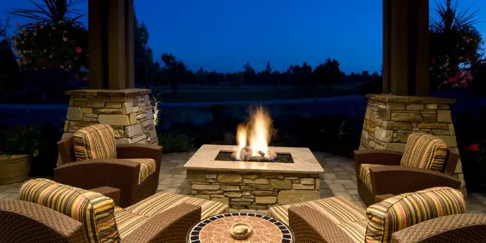 fire pit under pergola